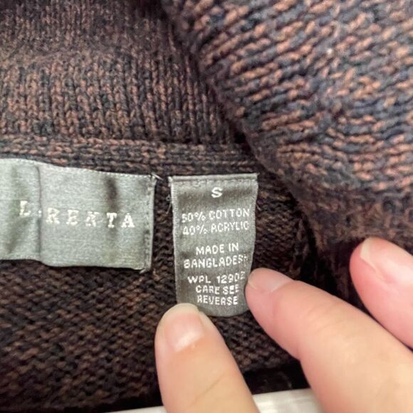 Oscar de la Renta Men’s Shawl Collar Knit Sweater Size S Brown - Picture 4 of 7